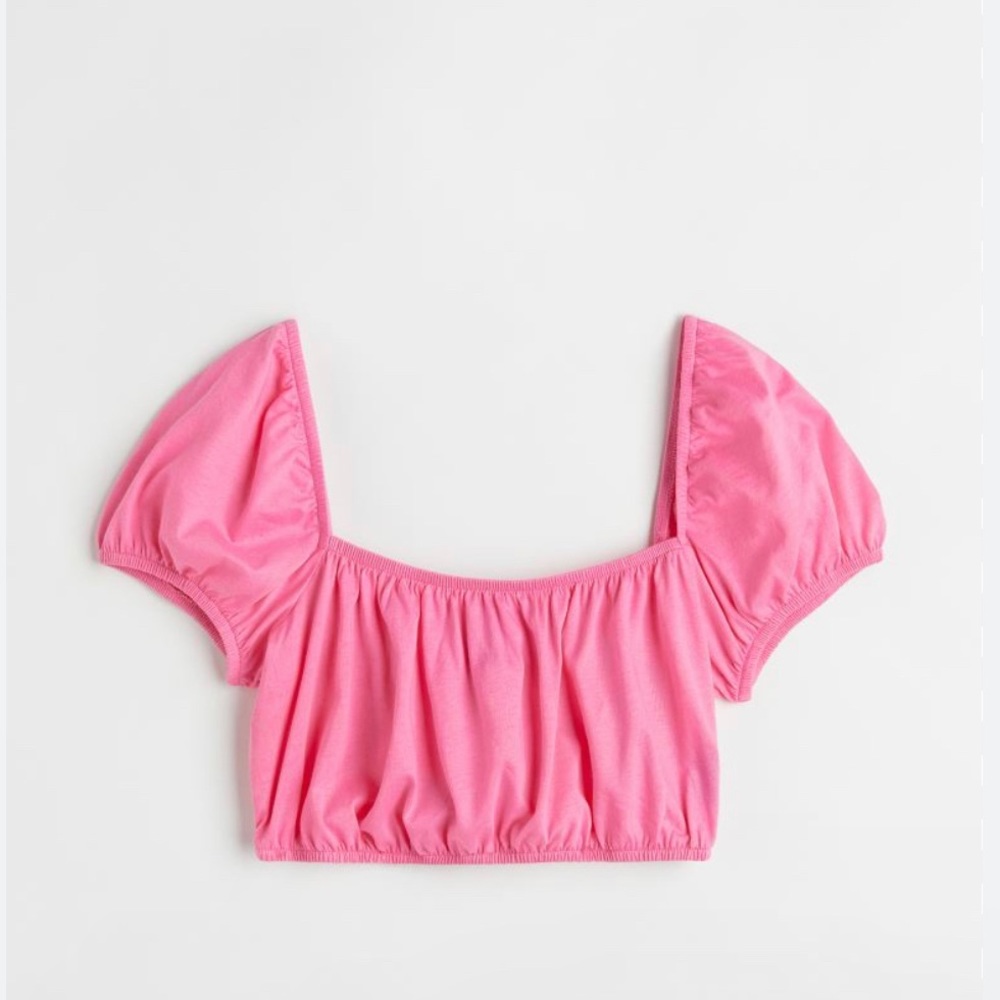 NWOT H&M Puff-sleeved Pink Crop Top